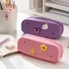 Purple and pink cartoon pen case student stationery storage bag, unisplish, simple and cute details Picture